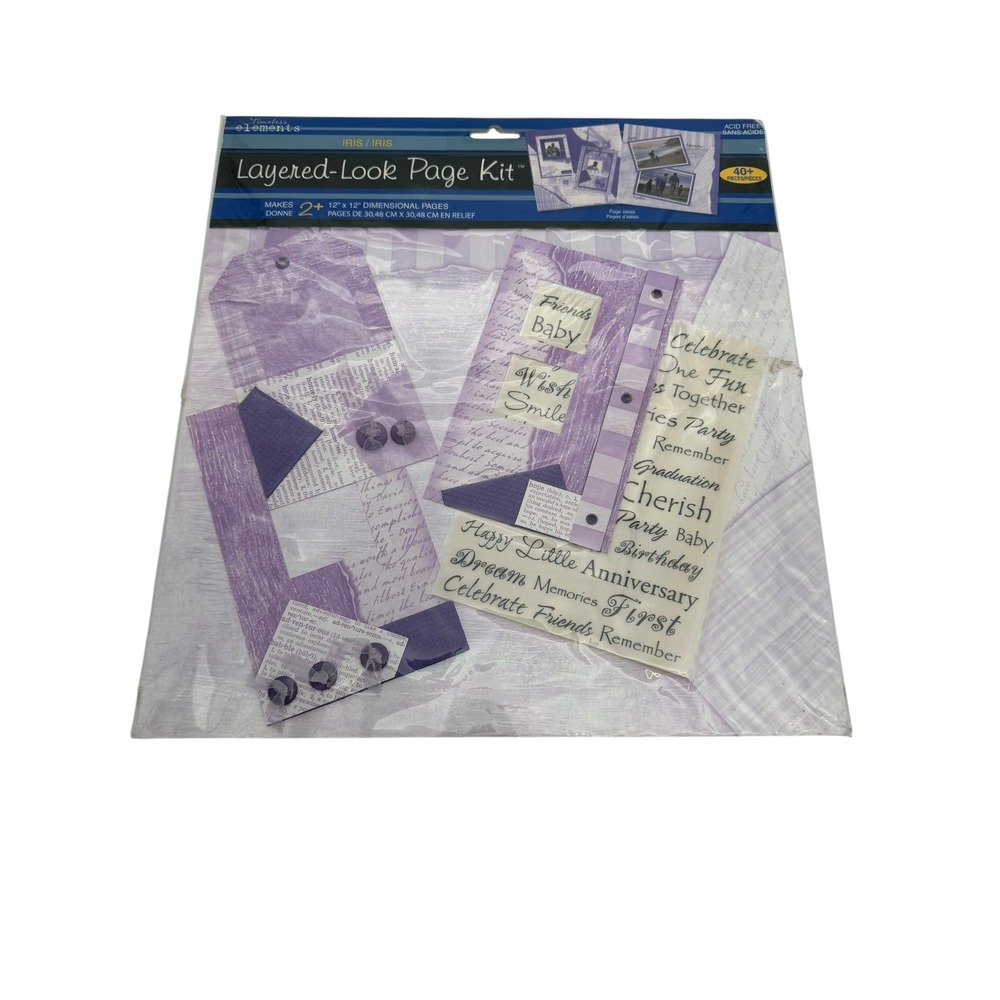 Timeless Elements Paper Bliss Iris Layered-Look Page Kit 12x12 Scrapbook 40+ Pc